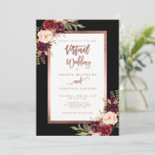バーガンディフローラブラックバラ金ゴールド結婚Virtual 招待状 (スタンド正面)