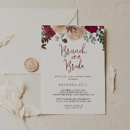バーガンディフローラブランチと花嫁シャワー 招待状