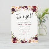 バーガンディフローラベビーシャワー招待状 招待状 (スタンド正面)