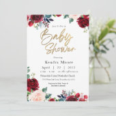 バーガンディフローラベビーシャワー招待状 招待状 (スタンド正面)