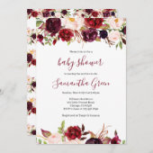 バーガンディフローラベビーシャワー 招待状 (正面/裏面)