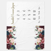 バーガンディフローラベビー1年目マイルストーンファイル フリースブランケット (正面)