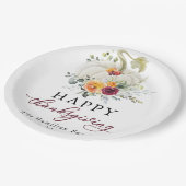 バーガンディフローラホワイトカボチャ感謝祭 ペーパープレート (アングル)