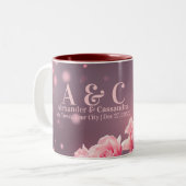 バーガンディフローラマグカップの結婚式のギフトギフトの贈り物 ツートーンマグカップ (正面左)