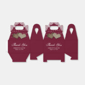 バーガンディフローラレースライツバーラップハート結婚ズ フェイバーボックス (折り畳みなし)