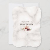 バーガンディフローラ大理石ブライダルシャワーティーパーティー 招待状 (裏面)