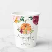 バーガンディフローラ小さなかぼちゃの赤ちゃんシャワー 紙コップ (正面)