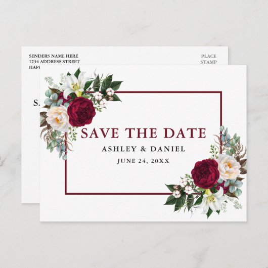 バーガンディフローラ水の色の緑の日を保存 案内ポストカード (正面/裏面)