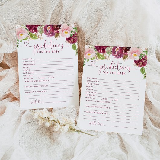 バーガンディフローラ秋のベビーカードの予測 招待状