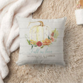 バーガンディフローラ秋インラブホワイトパンプキン結婚ズ クッション (ブランケット)