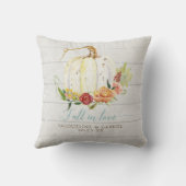 バーガンディフローラ秋インラブホワイトパンプキン結婚ズ クッション (裏面)