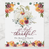 バーガンディフローラ秋カボチャ感謝祭 ワインラベル (シングルラベル)