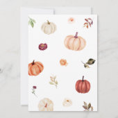 バーガンディフローラ秋カボチャ赤ちゃんシャワー 招待状 (裏面)