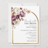 バーガンディフローラ秋ブランチと花嫁シャワー 招待状 (正面)