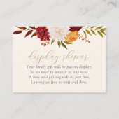 バーガンディフローラ秋ベビーシャワー表示シャワー エンクロージャーカード (正面)