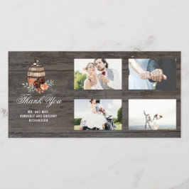 バーガンディフローラ素朴バレルありがとうござ結婚う サンキューカード