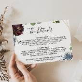 バーガンディフローラ結婚と緑の詳細挿入 招待状