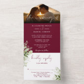 バーガンディフローラ結婚グリーンの写真 オールインワン招待状 (内側)