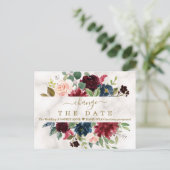 バーガンディフローラ結婚大理石の延期された新しい計画 ポストカード (スタンド正面)