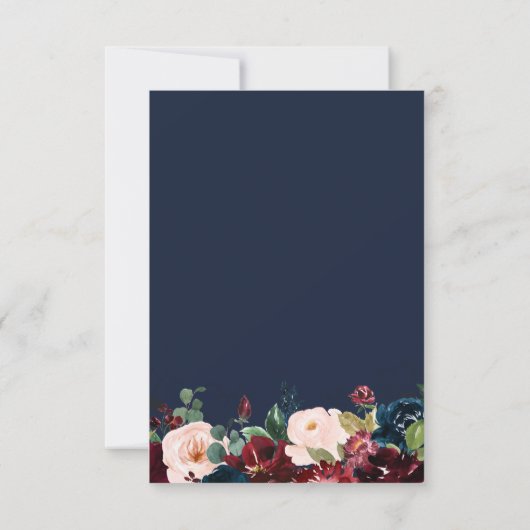 バーガンディフローラ結婚式は日付カードを保存 セーブザデート (裏面)