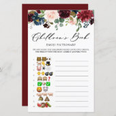 バーガンディフローラ絵文字の赤ちゃんシャワーゲーム (正面/裏面)