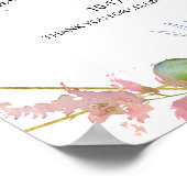 バーガンディフローラ緑のリハーサルディナーウェルカム ポスター (角)