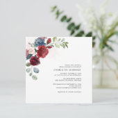 バーガンディフローラ緑の葉のブライダルシャワー 招待状 (スタンド正面)