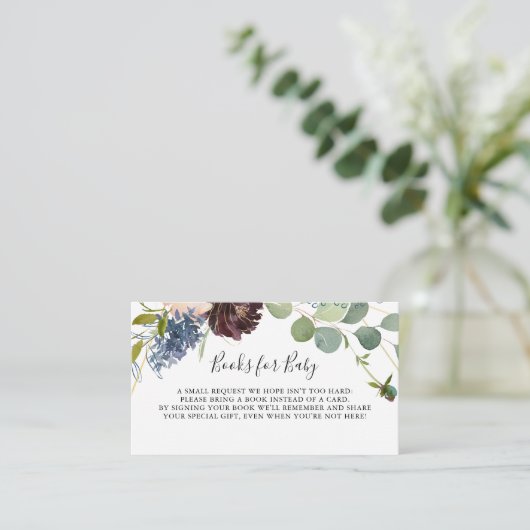 バーガンディフローラ緑の赤ちゃんシャワー予約リクエスト エンクロージャーカード (スタンド正面)