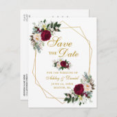 バーガンディフローラ緑の金ゴールド保存日 案内ポストカード (正面/裏面)