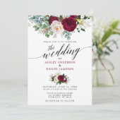 バーガンディフローラ緑結婚書道のW 招待状 (スタンド正面)