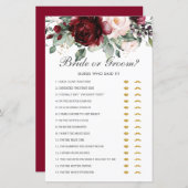 バーガンディフローラ花嫁または花婿はそれを言った誰が推測 (正面/裏面)