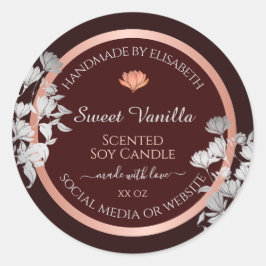 バーガンディフローラ製品包装ラベル花 ラウンドシール