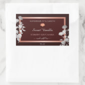 バーガンディフローラ製品包装ラベル花 長方形シール (バッグ)