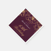 バーガンディフローラ誕生日パーティーペーパーナプキン スタンダードカクテルナプキン (角)