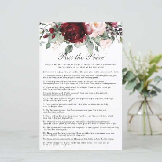 バーガンディフローラ賞品ブライダルシャワーゲーム (スタンド正面)