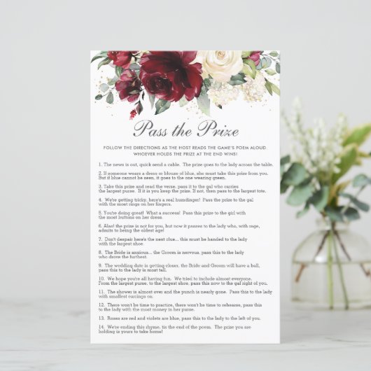 バーガンディフローラ賞品ブライダルシャワーゲーム (スタンド正面)