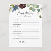 バーガンディフローラ赤ちゃんシャワー希望&ウィッシュカード ポストカード (正面)