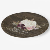 バーガンディフローラ金ゴールドカボチャ素朴ベビーシャワー ペーパープレート (アングル)