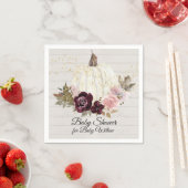 バーガンディフローラ金ゴールドカボチャ赤ちゃんシャワーウッド スタンダードカクテルナプキン (インサイチュ)