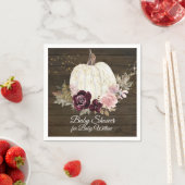 バーガンディフローラ金ゴールドカボチャ赤ちゃんシャワー素朴 スタンダードカクテルナプキン (インサイチュ)