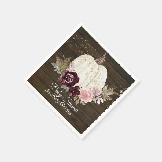 バーガンディフローラ金ゴールドカボチャ赤ちゃんシャワー素朴 スタンダードカクテルナプキン (角)