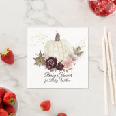 バーガンディフローラ金ゴールドグリッターカボチャ赤ちゃんシャワー スタンダードカクテルナプキン (インサイチュ)