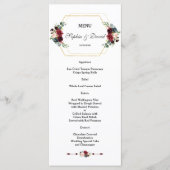 バーガンディフローラ金ゴールド六角結婚フレームのメニュー メニュー (正面)