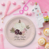 バーガンディフローラ金ゴールド赤面ベビーシャワーカボチャ ペーパープレート (パーティー)