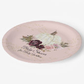 バーガンディフローラ金ゴールド赤面ベビーシャワーカボチャ ペーパープレート (アングル)