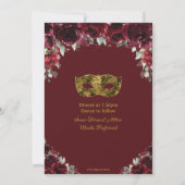 バーガンディフローラ金ゴールドSweet sixteen仮装マスク 招待状 (裏面)