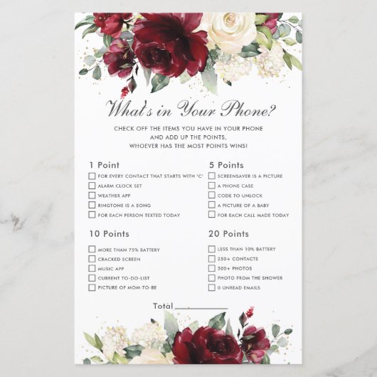 バーガンディフローラ電話のゲームシャワーの内容 (正面)