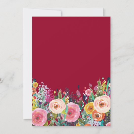 バーガンディフローラ18番目の誕生日招待状 招待状 (裏面)