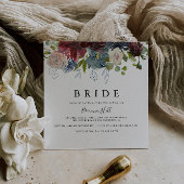 バーガンディフローラ&グリーンリーブライドブライダルシャワー 招待状