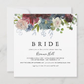 バーガンディフローラ&グリーンリーブライドブライダルシャワー 招待状 (正面)